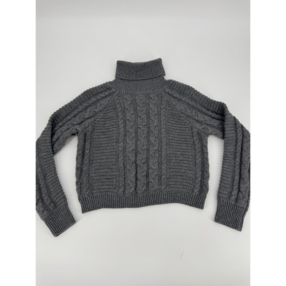 Lulus Sweaters - Lulus Sweater Womens XS Gray Cable Knit Turtleneck Cropped Cozy Warm Winter